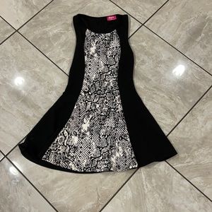 Black and faux snakeskin dress